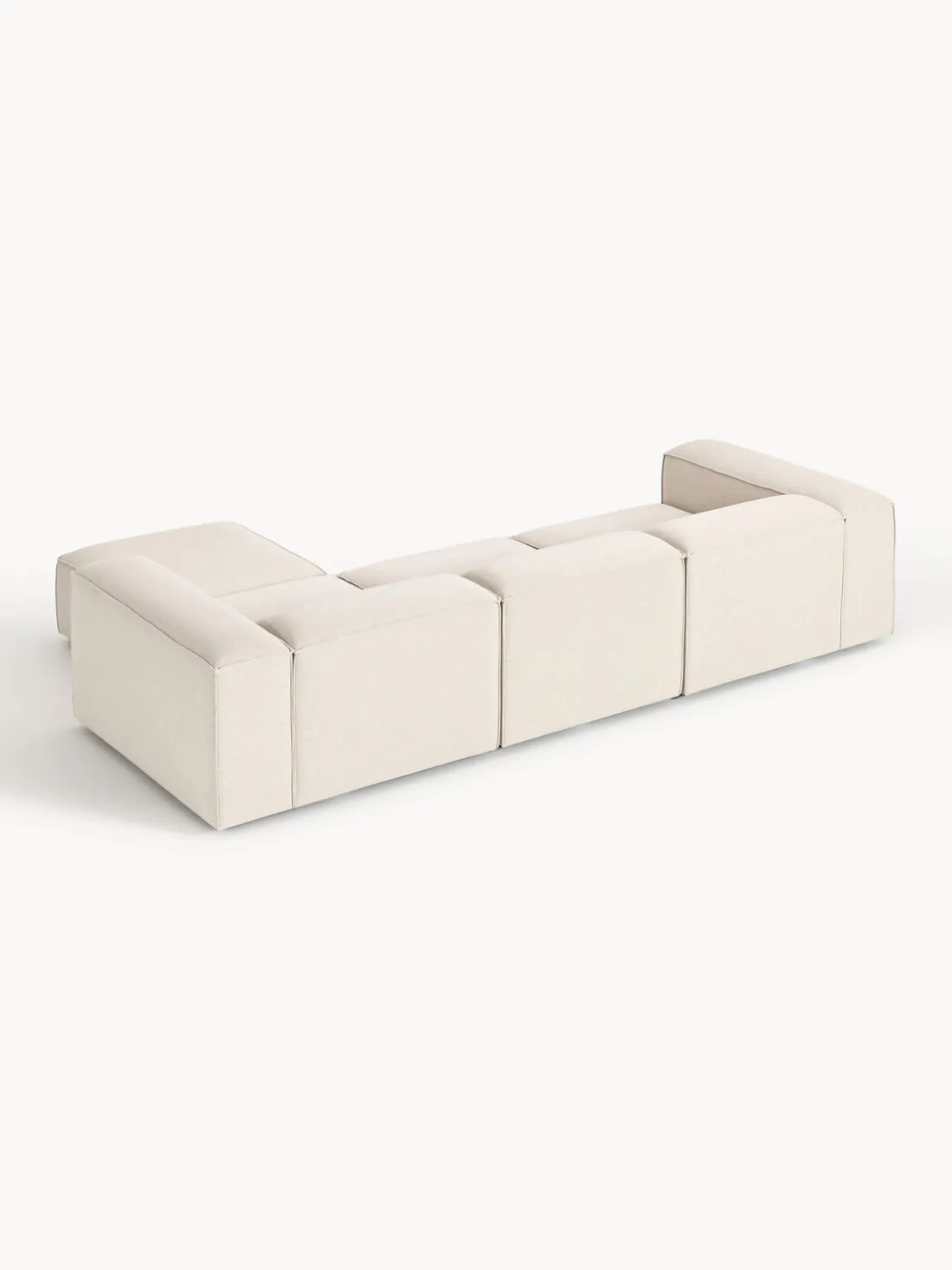 Sofá rinconera modular de mezcla de lino con reposapiés izquierdo/derecho Lennon (4 plazas)