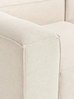 Sofá rinconera modular de mezcla de lino con reposapiés izquierdo/derecho Lennon (4 plazas)