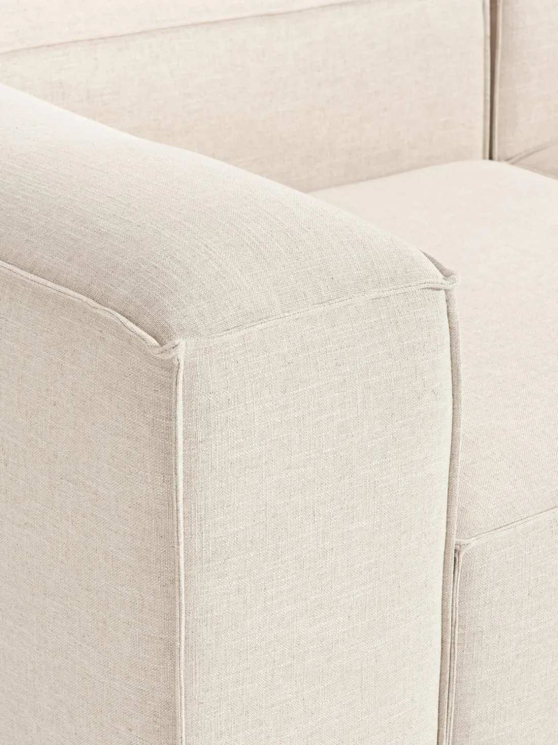 Sofá rinconera modular de mezcla de lino con reposapiés izquierdo/derecho Lennon (4 plazas)