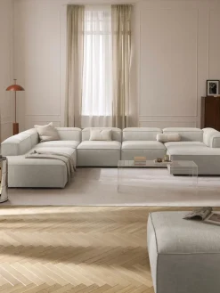 Sofá rinconera modular de mezcla de lino Lennon