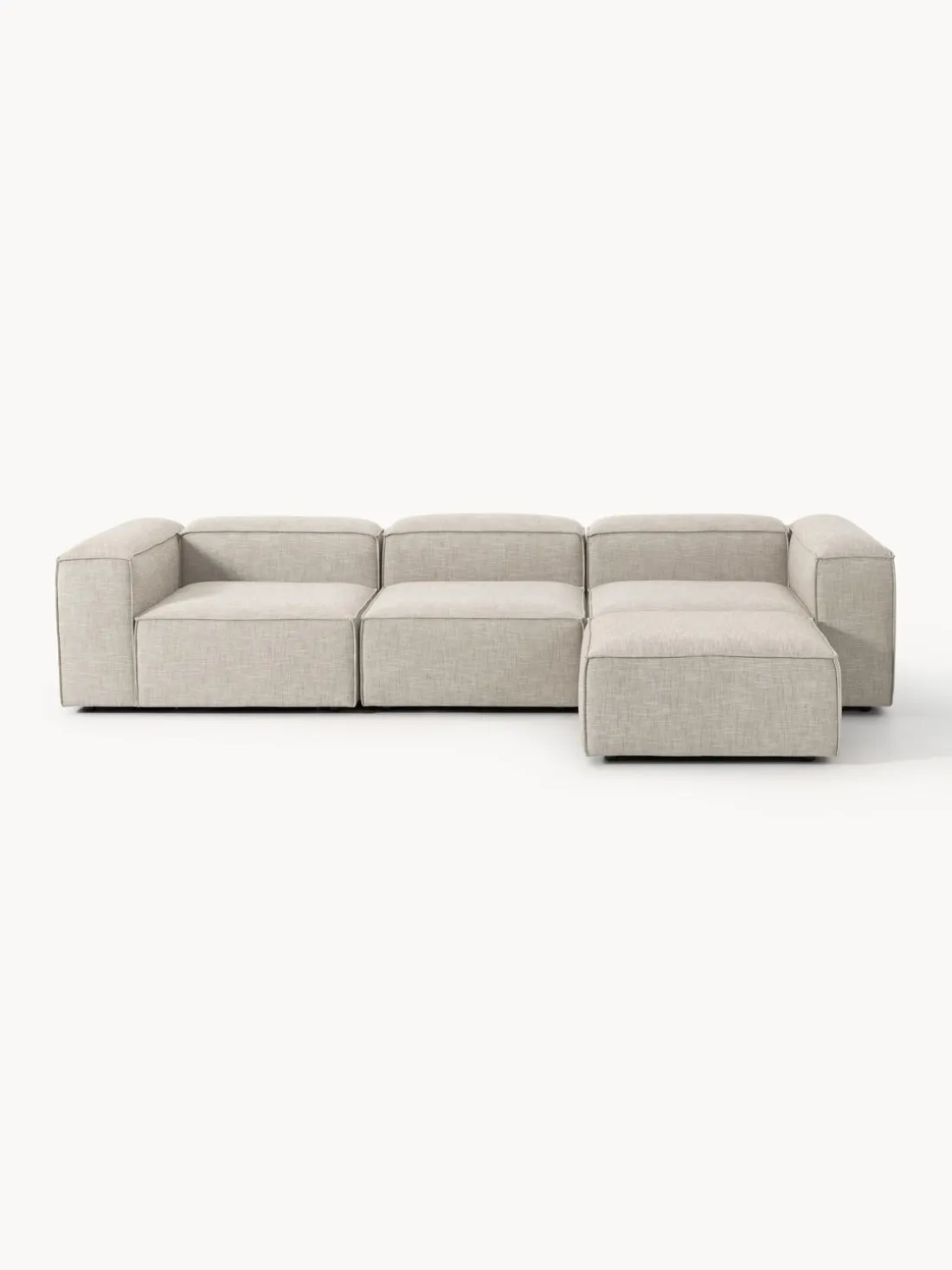 Sofá rinconera modular de mezcla de lino con reposapiés izquierdo/derecho Lennon (4 plazas)