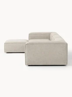 Sofá rinconera modular de mezcla de lino con reposapiés izquierdo/derecho Lennon (4 plazas)