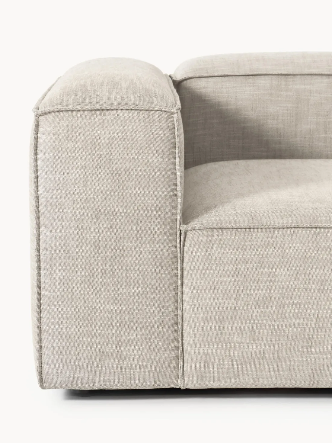 Sofá rinconera modular de mezcla de lino con reposapiés izquierdo/derecho Lennon (4 plazas)