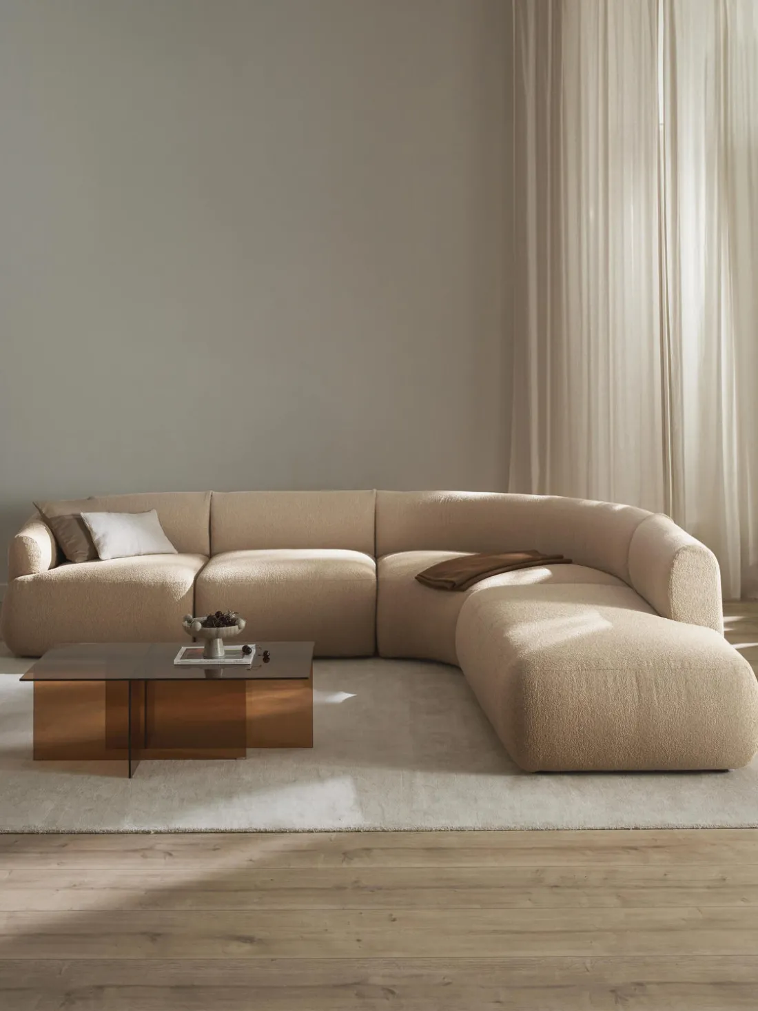 Sofá rinconera modular en tejido bouclé Sofia (4 plazas)