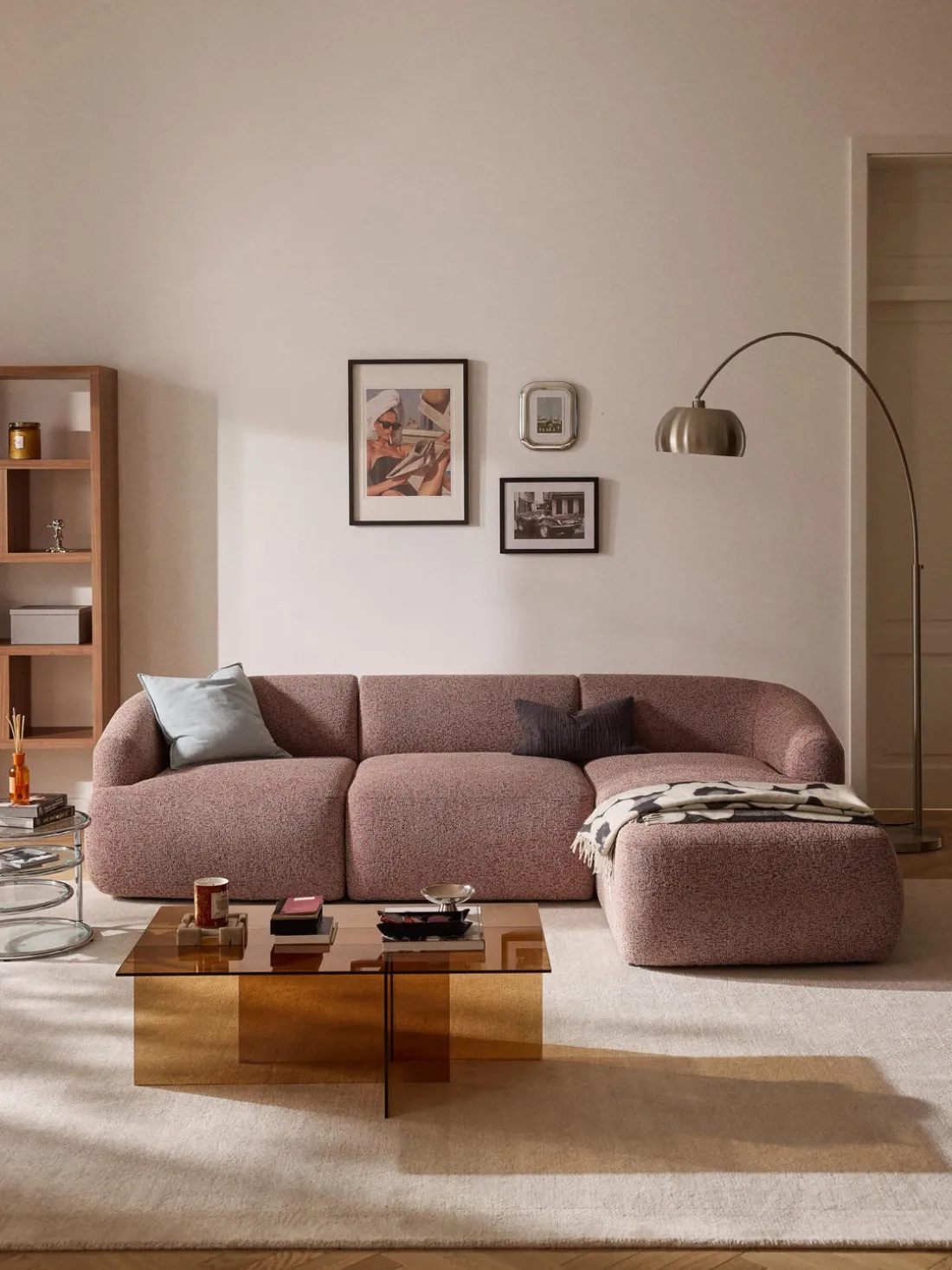 Sofá rinconera modular en tejido bouclé Sofia (3 plazas)