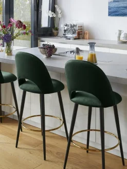 Taburete alto de terciopelo Rachel