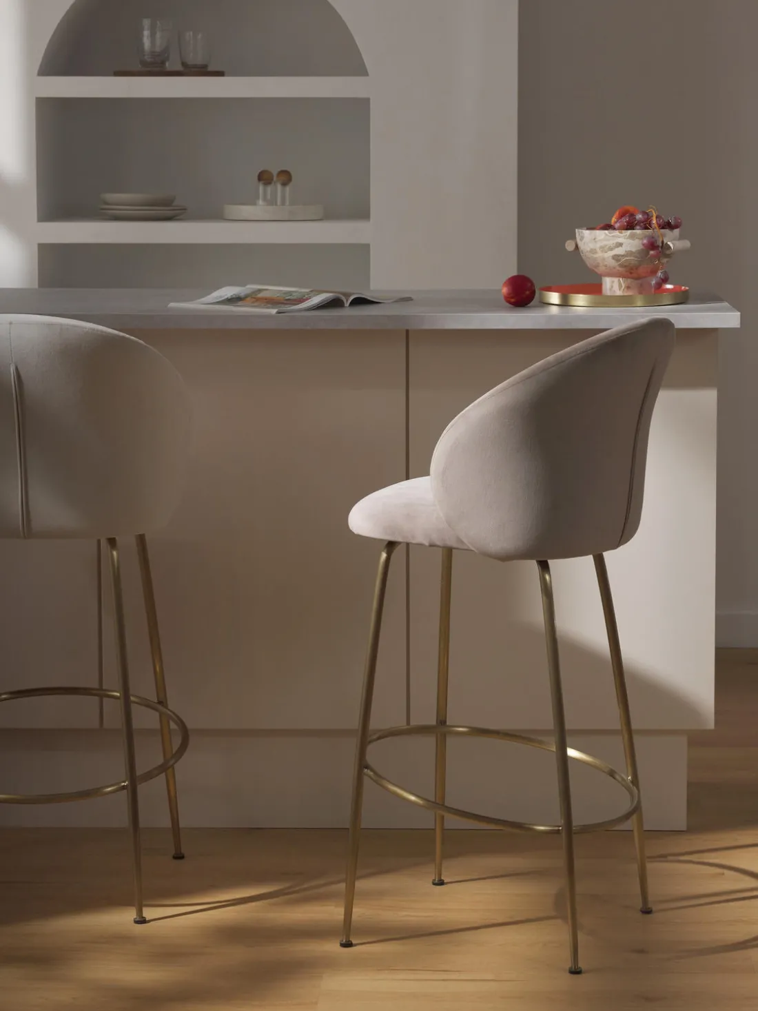 Taburete alto de terciopelo Luisa