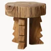 Taburete artesanal de madera de teca Carved