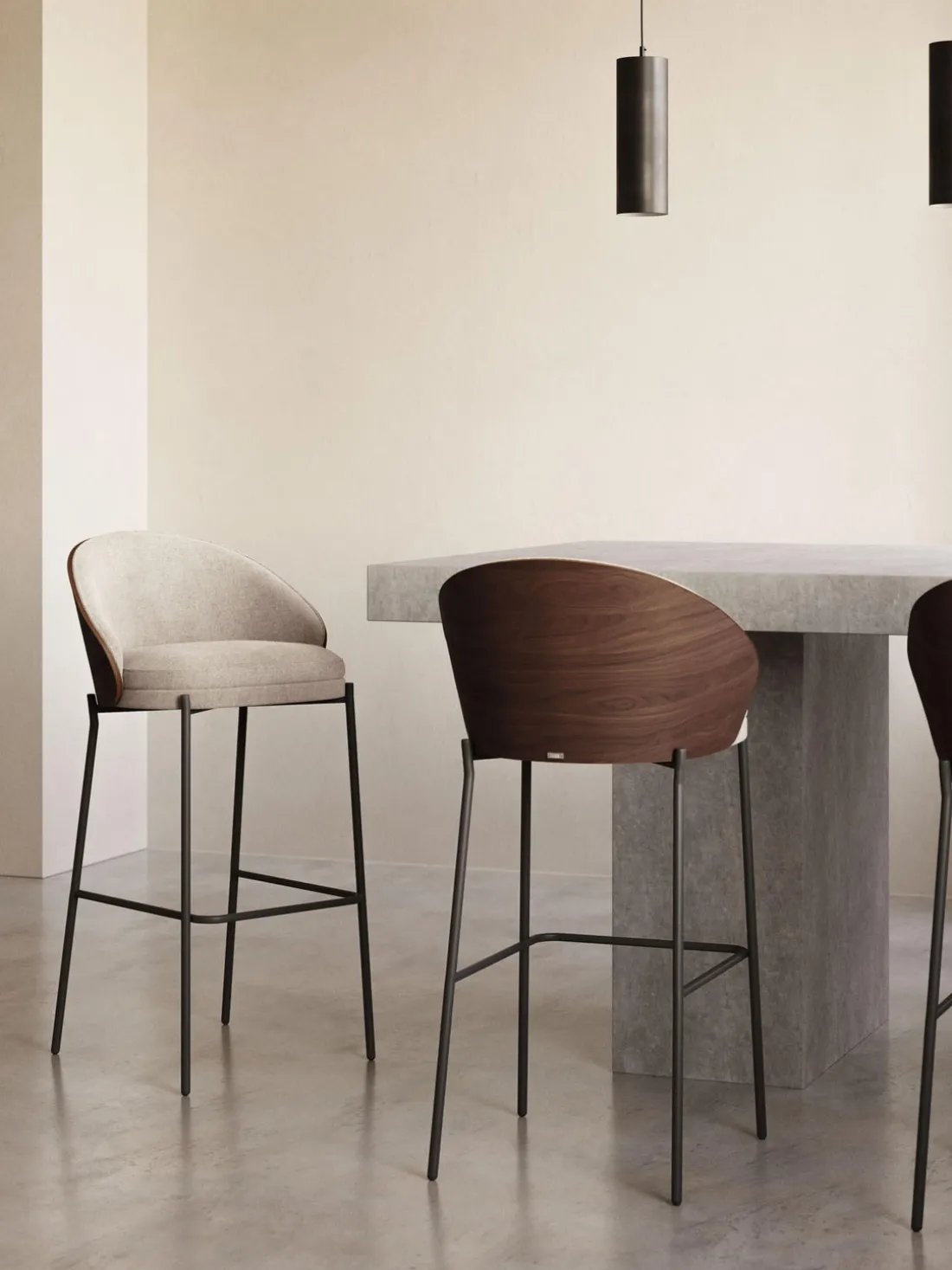 Taburete de bar de chenilla Eamy