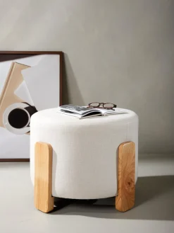 Taburete de lino con patas de madera Coffey