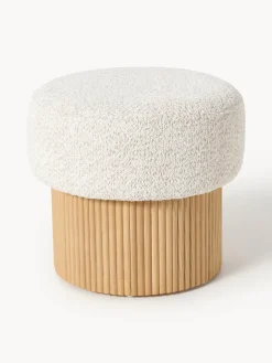 Taburete tapizado en borreguillo bouclé con espacio de almacenamiento Nala