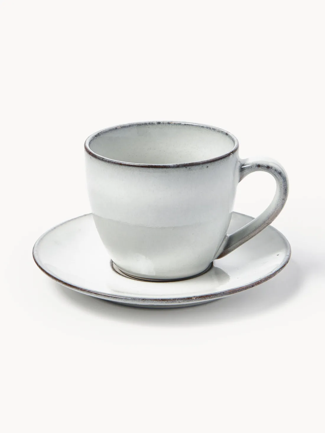 Taza artesanal con platito Nordic Sand