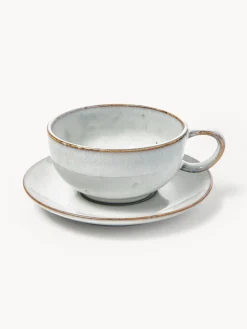 Taza artesanal con platito Nordic Sand
