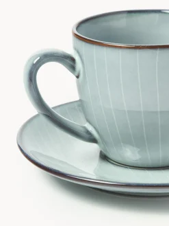 Taza de café con platito artesanal Nordic Sea