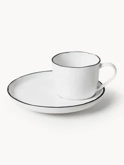 Taza de café espresso con platito artesanal de porcelana Salt
