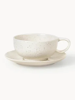 Taza de té con platito artesanal Nordic Vanilla