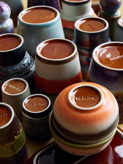 Tazas artesanales con esmalte reactivo 70s, 4 uds.