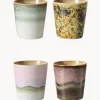 Tazas artesanales con esmalte reactivo 70's, 4 uds.