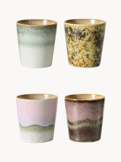 Tazas artesanales con esmalte reactivo 70's, 4 uds.