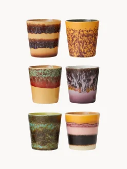Tazas artesanales de gres 70's, 6 uds.