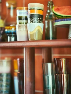 Tazas artesanales esmaltada 70s, 6 uds.