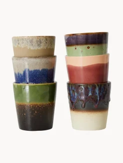 Tazas artesanales esmaltada 70s, 6 uds.