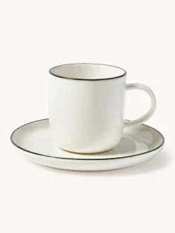 Tazas con platitos de porcelana Facile, 2 uds.