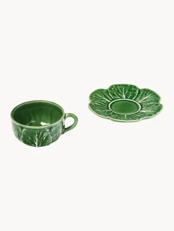 Tazas con platitos pintadas a mano Cabbage, 4 uds.