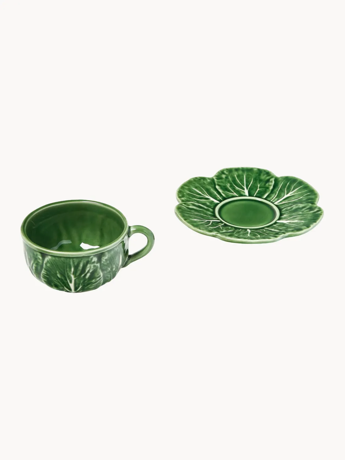 Tazas con platitos pintadas a mano Cabbage, 4 uds.