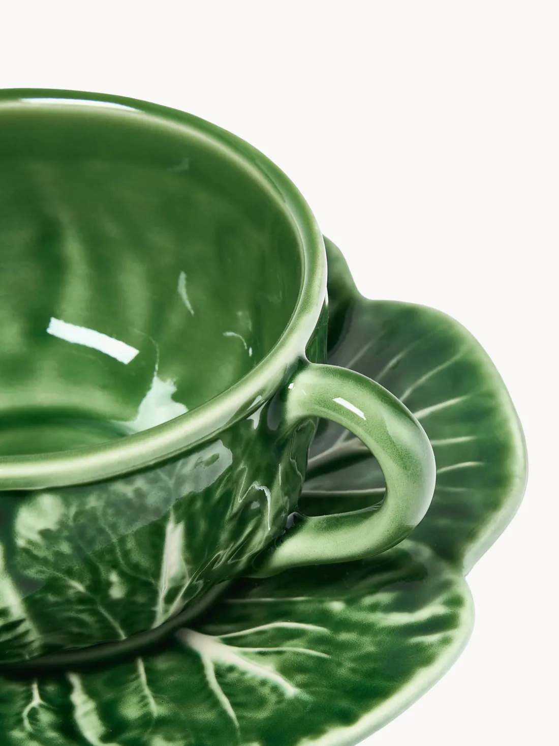 Tazas con platitos pintadas a mano Cabbage, 4 uds.