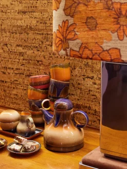 Tazas de café artesanales de cerámica 70's, 4 uds.