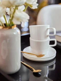 Tazas de café con platitos de porcelana Oco, 6 uds.