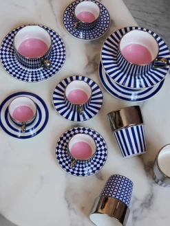 Tazas de café espresso artesanales con platitos Aunty, 4 uds.