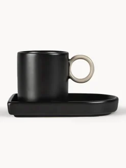 Tazas de café espresso con platitos de porcelana Niki, 2 uds.