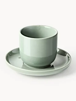 Tazas de café espresso con platitos de porcelana Nessa, 4 uds.