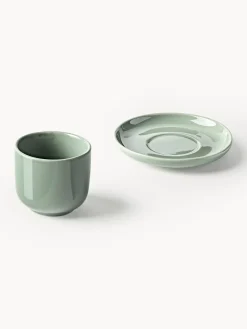 Tazas de café espresso con platitos de porcelana Nessa, 4 uds.