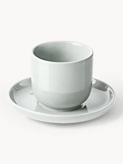 Tazas de café espresso con platitos de porcelana Nessa, 4 uds.