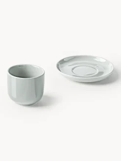 Tazas de café espresso con platitos de porcelana Nessa, 4 uds.