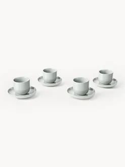 Tazas de café espresso con platitos de porcelana Nessa, 4 uds.