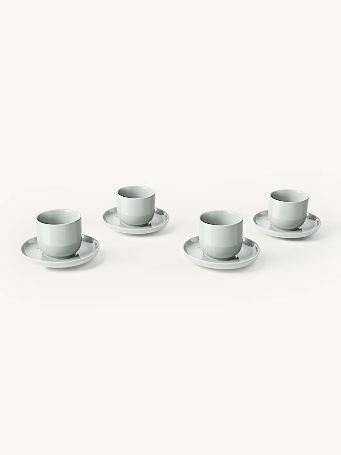 Tazas de café espresso con platitos de porcelana Nessa, 4 uds.
