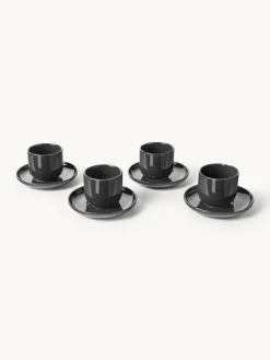 Tazas de café espresso de porcelana con platitos Nessa, 4 uds.