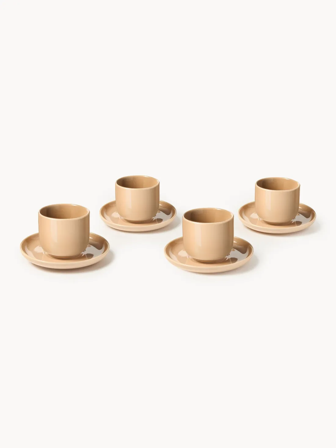 Tazas de café espresso de porcelana con platitos Nessa, 4 uds.