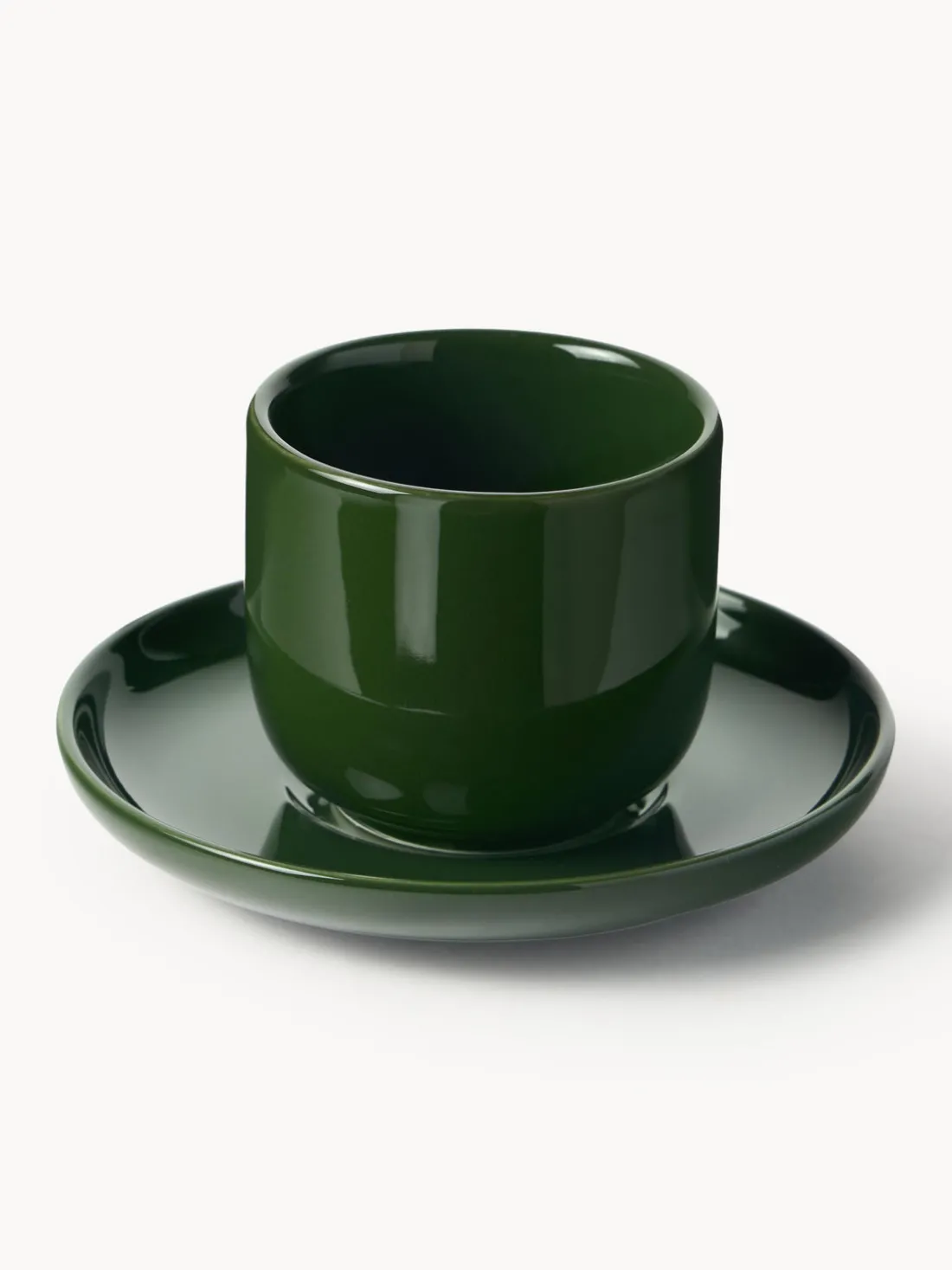 Tazas de café espresso de porcelana con platitos Nessa, 4 uds.