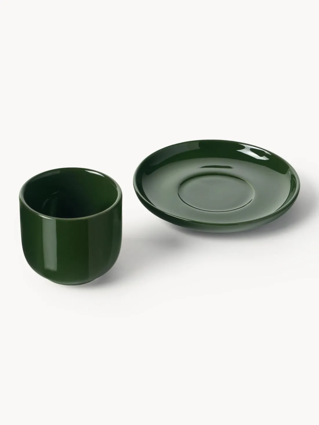 Tazas de café espresso de porcelana con platitos Nessa, 4 uds.