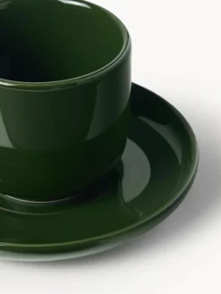 Tazas de café espresso de porcelana con platitos Nessa, 4 uds.
