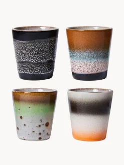 Tazas espresso artesanales de gres 70's, 4 uds.