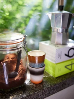 Tazas espresso artesanales de gres 70's, 4 uds.