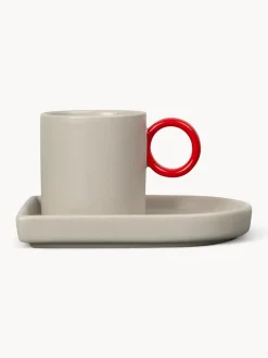Tazas espresso con platitos de porcelana Niki, 2 uds.
