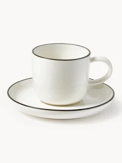 Tazas espresso con platitos de porcelana Facile, 2 uds.