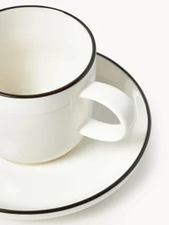 Tazas espresso con platitos de porcelana Facile, 2 uds.